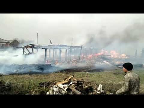 Видео сильного пожара сняли жители района в Костанайской области