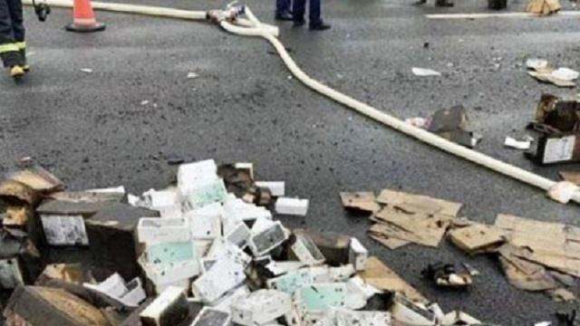 В Китае сгорел грузовик с тысячами iPhone