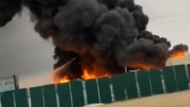 Крупный пожар на Тенгизе сняли на видео