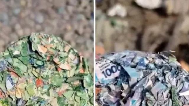 «Тенге на мусорке»: Покрошенную гору купюр сняли на видео