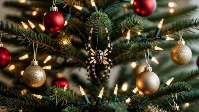 В живой ёлке могут быть жуки-короеды, тля и пауки